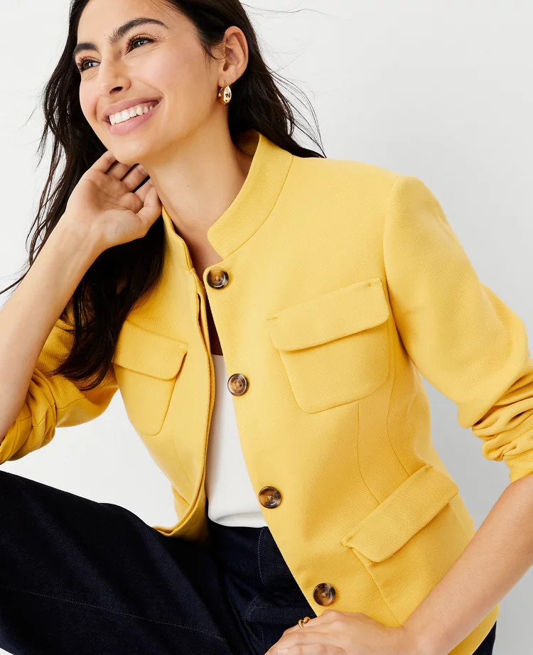 Mock Neck Patch Pocket Jacket | Ann Taylor (US)