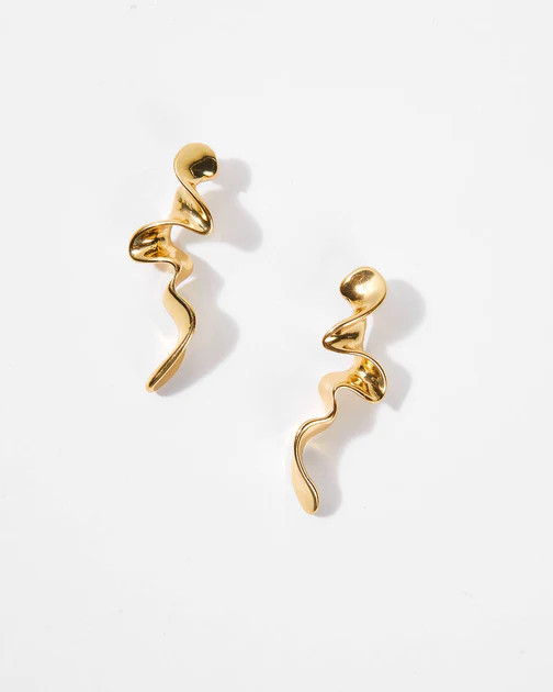Fusilli Squiggle Statement Earrings - Gold | VICI