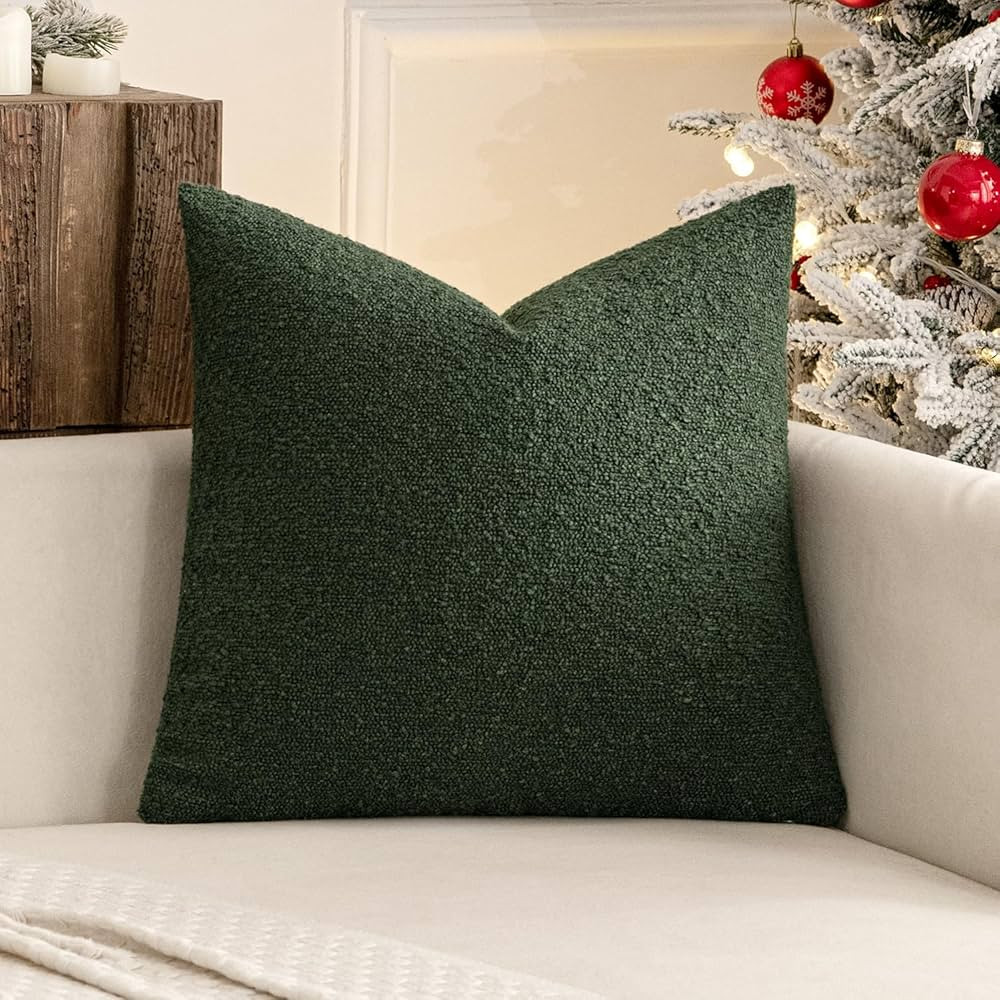 MIULEE Pack of 1 Christmas Dark Green Boucle Throw Pillow Cover 24x24 Inch Decorative Couch Pillo... | Amazon (US)