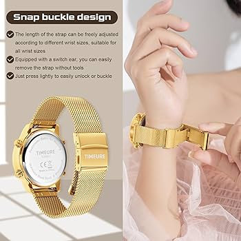 Women's Step Counter Pedometer Watch with Stainless Steel Bracelet, Stylish Design, No App, No Ch... | Amazon (US)