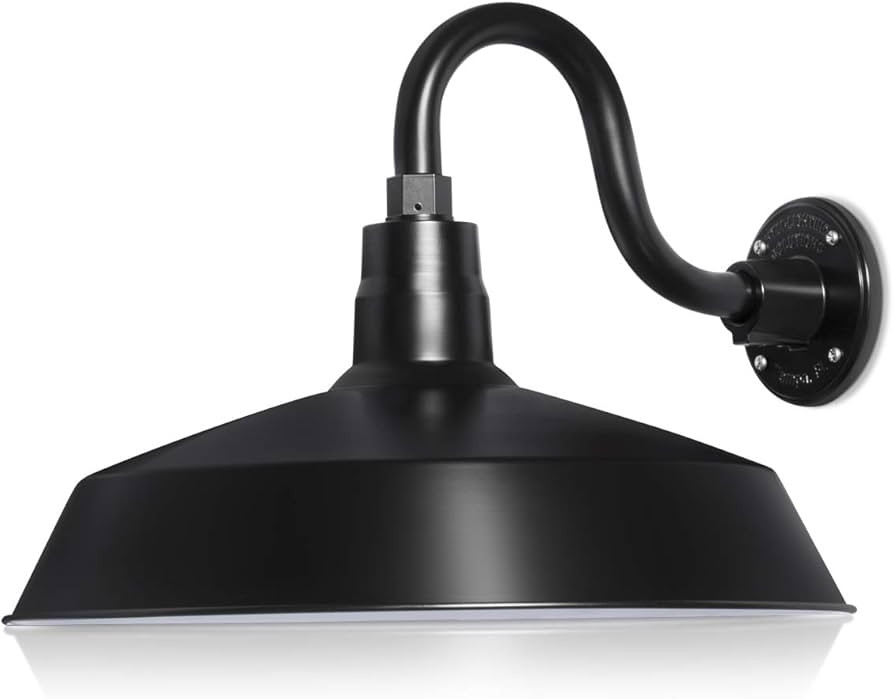 17in. Satin Black Outdoor Gooseneck Barn Light Fixture With 10in. Long Extension Arm - Wall Sconc... | Amazon (US)