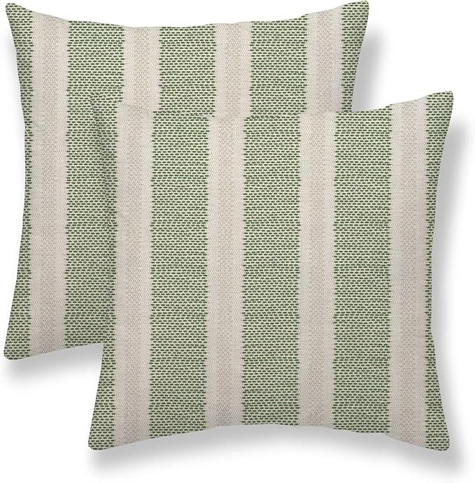 Sage Green Polka Dot Pillow Covers 22 x 22 Inch Set of 2 Boho Striped Decorative Outdoor Throw Pi... | Amazon (US)