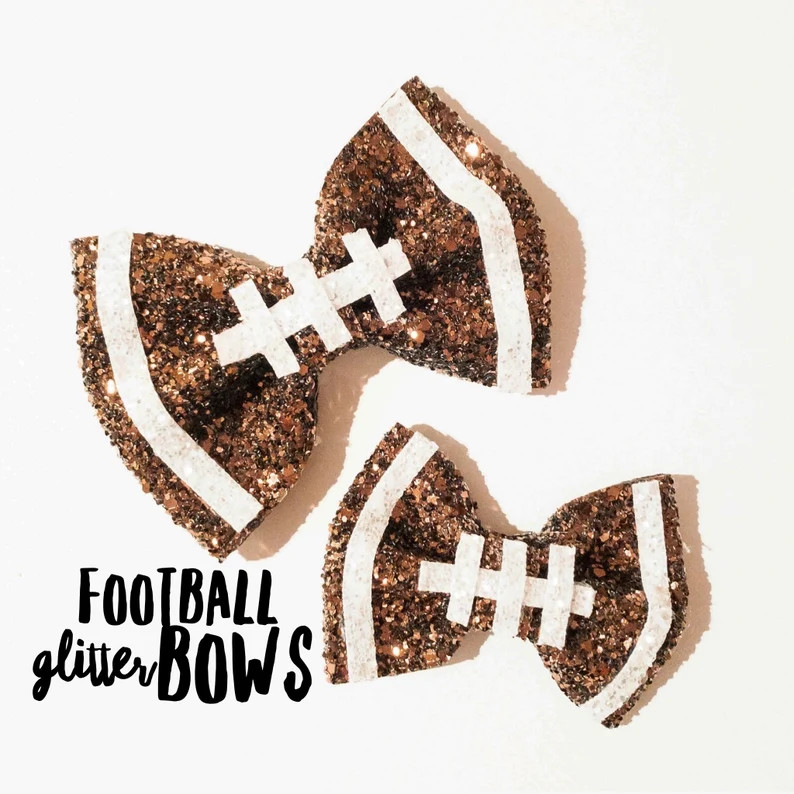 Football Glitter Hair Bow / Baby Girl Headband / Cheer Bow / Toddler Hair Clip / Football Hair Cl... | Etsy (US)