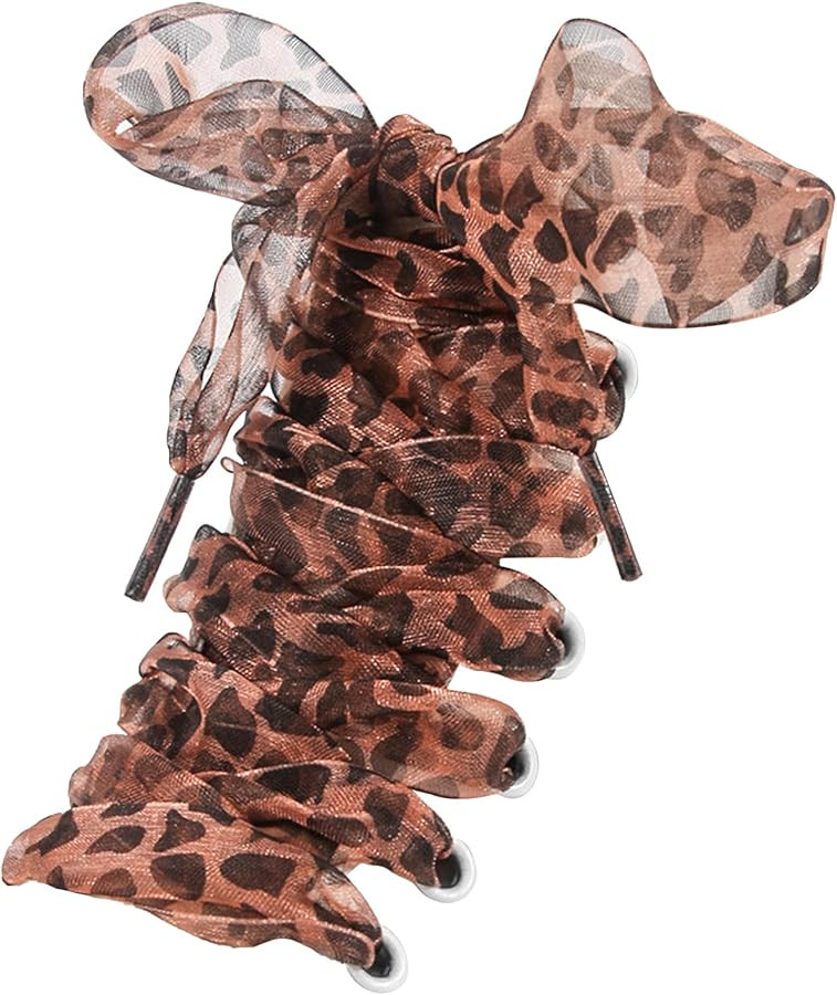 UamGlsob 4CM Wide Leopard Print Shoe Laces, Snow Yarn Sheer Silk Cheetah Shoelaces Replacement St... | Amazon (US)