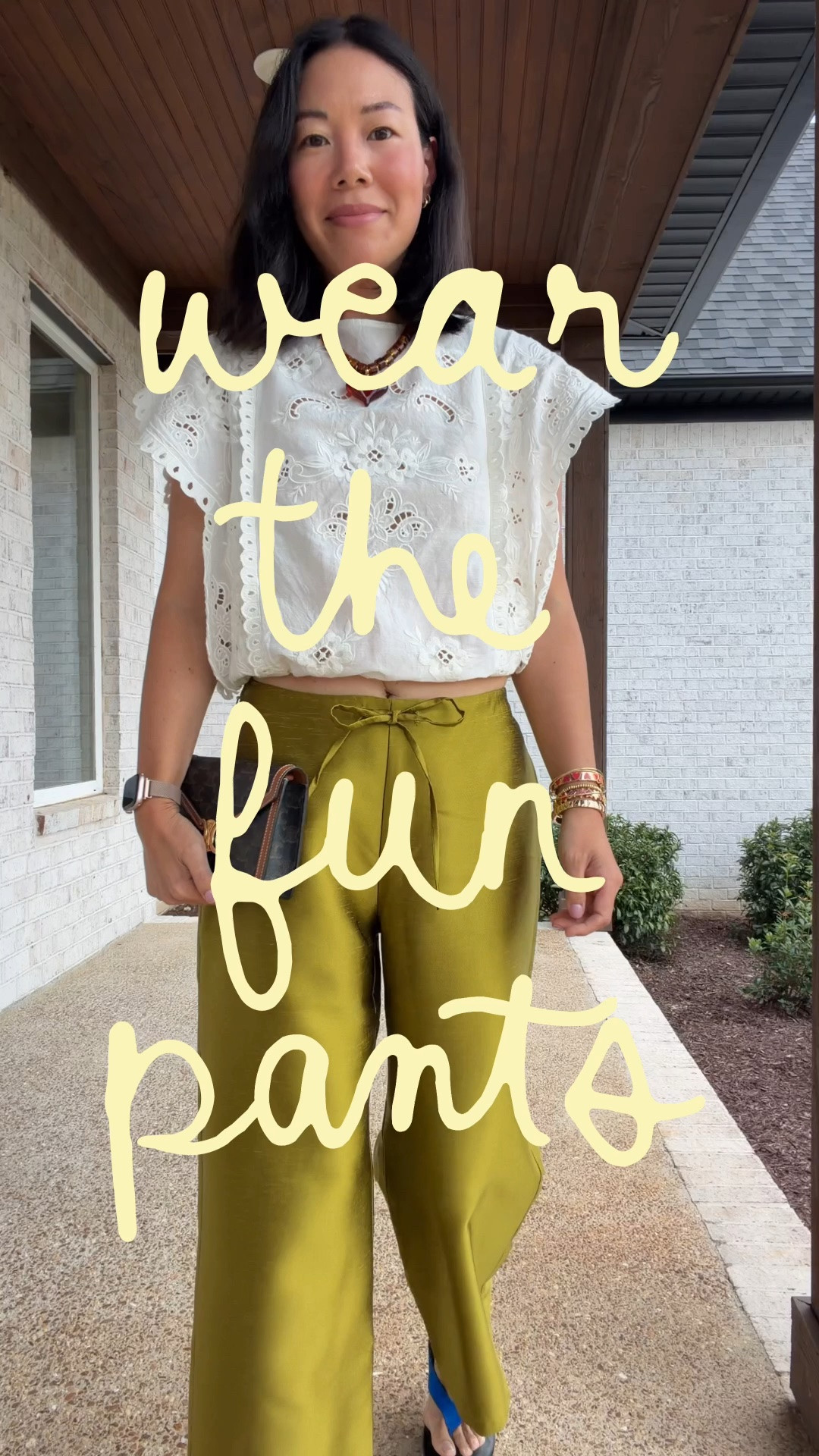 Love these chartreuse Olina pants!! Wearing them in a Small. Wearing the white top in a 6.

#LTKootd #LTKOver40 #LTKPetite