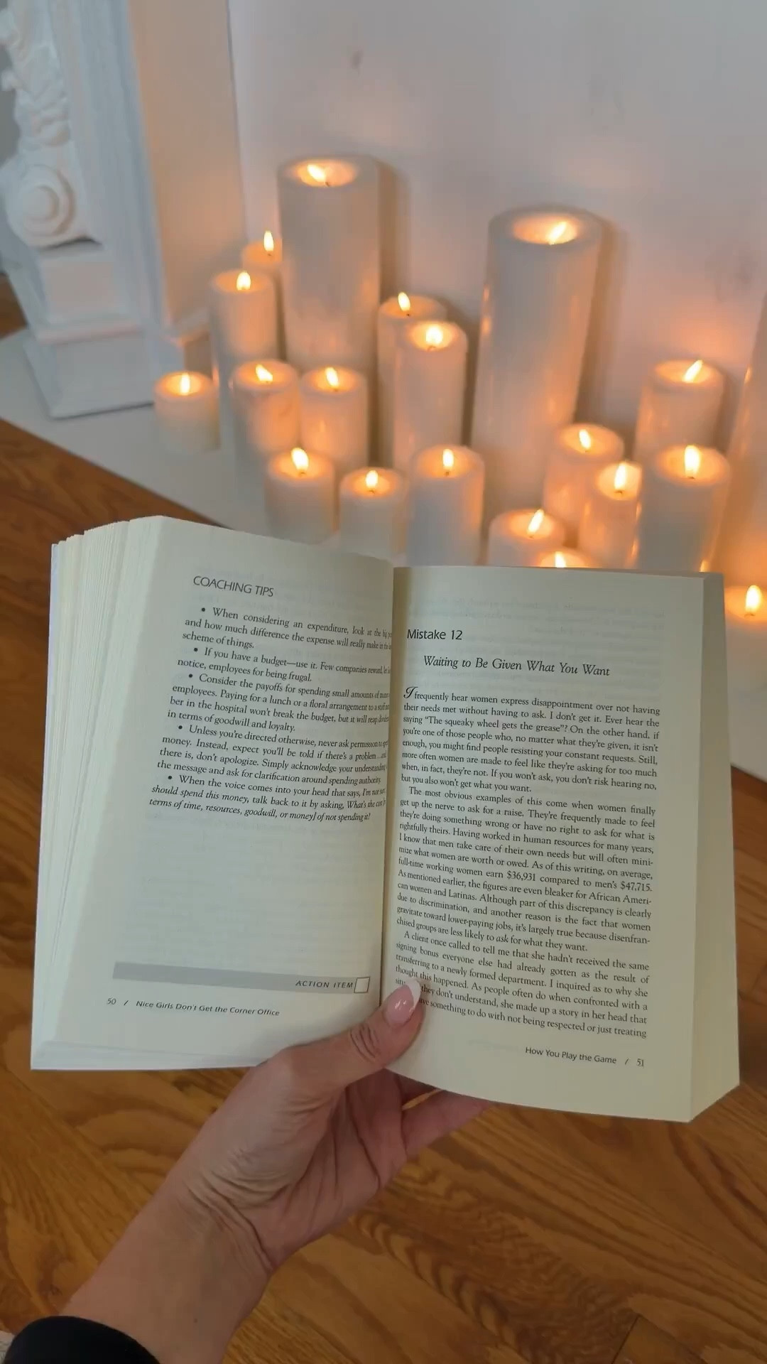 Currently reading nice girls don’t get the corner office in my book club. Pillar candles, fireplace mantel, French, Parisian style, office, living room, bedroom, cozy.

#LTKHome #LTKSaleAlert #LTKOver40
