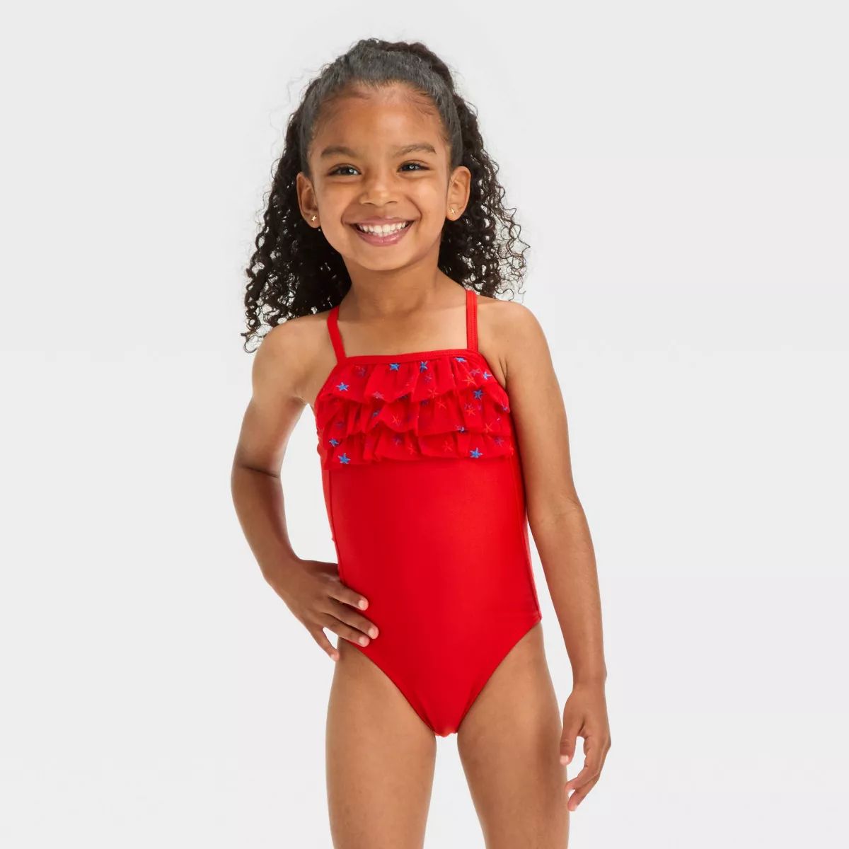 Toddler Girls' Star Printed Ruffle One Piece Swimsuit - Cat & Jack™ | Target