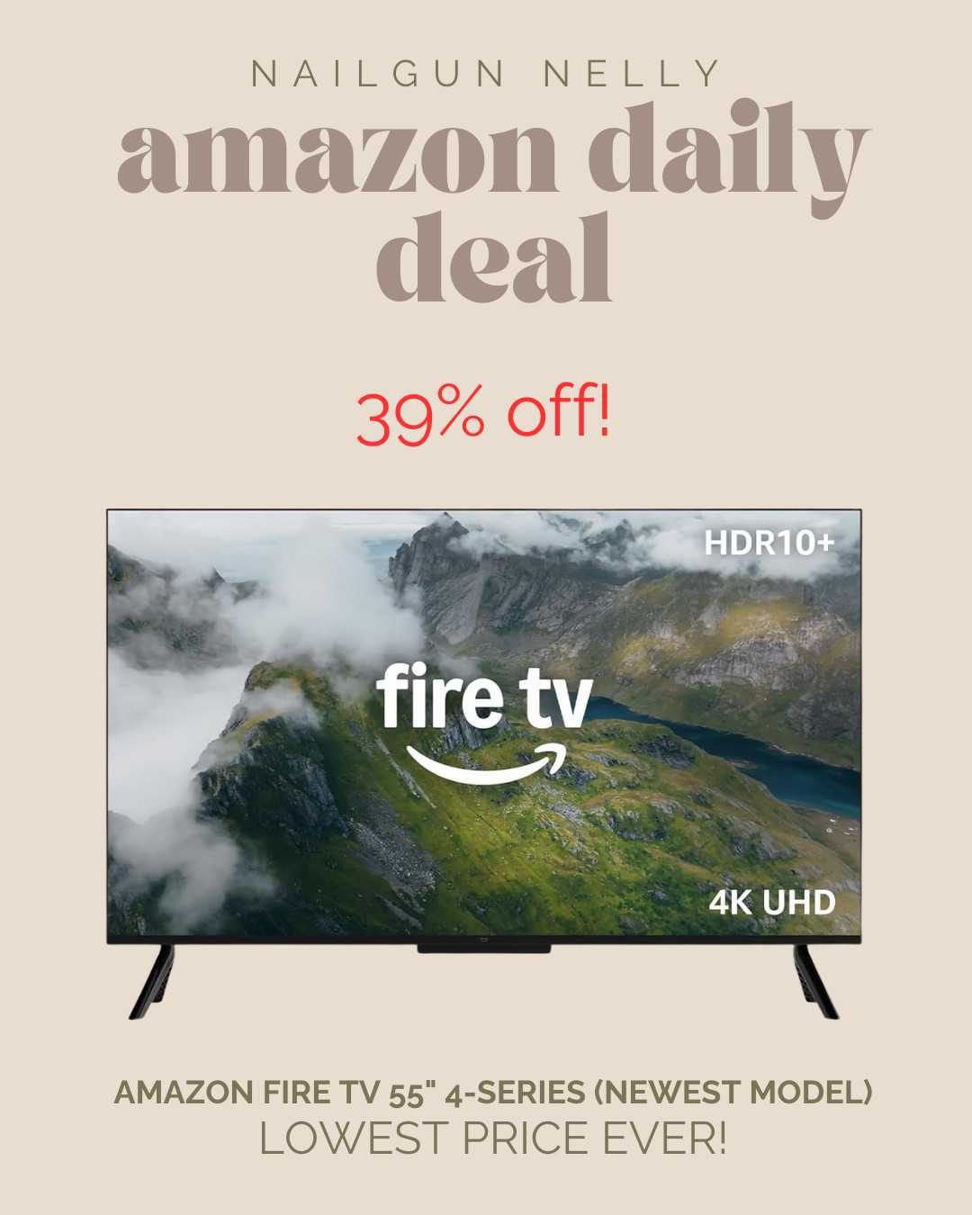 Amazon Daily Deal! - Amazon Fire TV 55" 4-Series (newest model)

#superbowl 

 #LTKHome #LTKSaleAlert #LTKMens