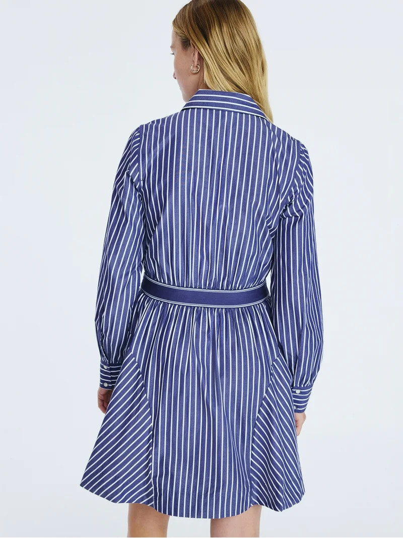 Free Assembly Women's Cotton Mini Shirtdress with Long Sleeves, Sizes XS- XXL | Walmart (US)