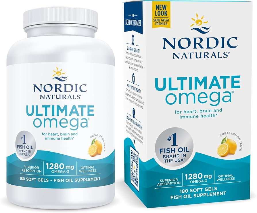 Nordic Naturals Ultimate Omega, Lemon Flavor - 180 Soft Gels - 1280 mg Omega-3 - High-Potency Ome... | Amazon (US)