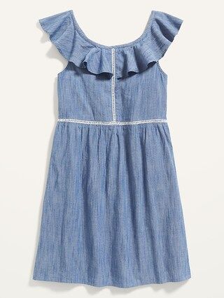 Rufled Chambray Ladder-Lace Dress for Girls | Old Navy (US)