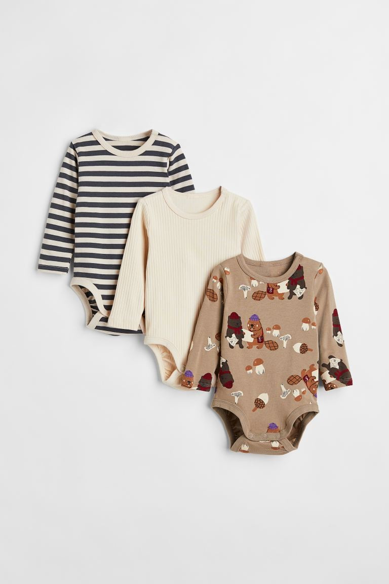 3-pack Long-sleeved Bodysuits | H&M (US + CA)