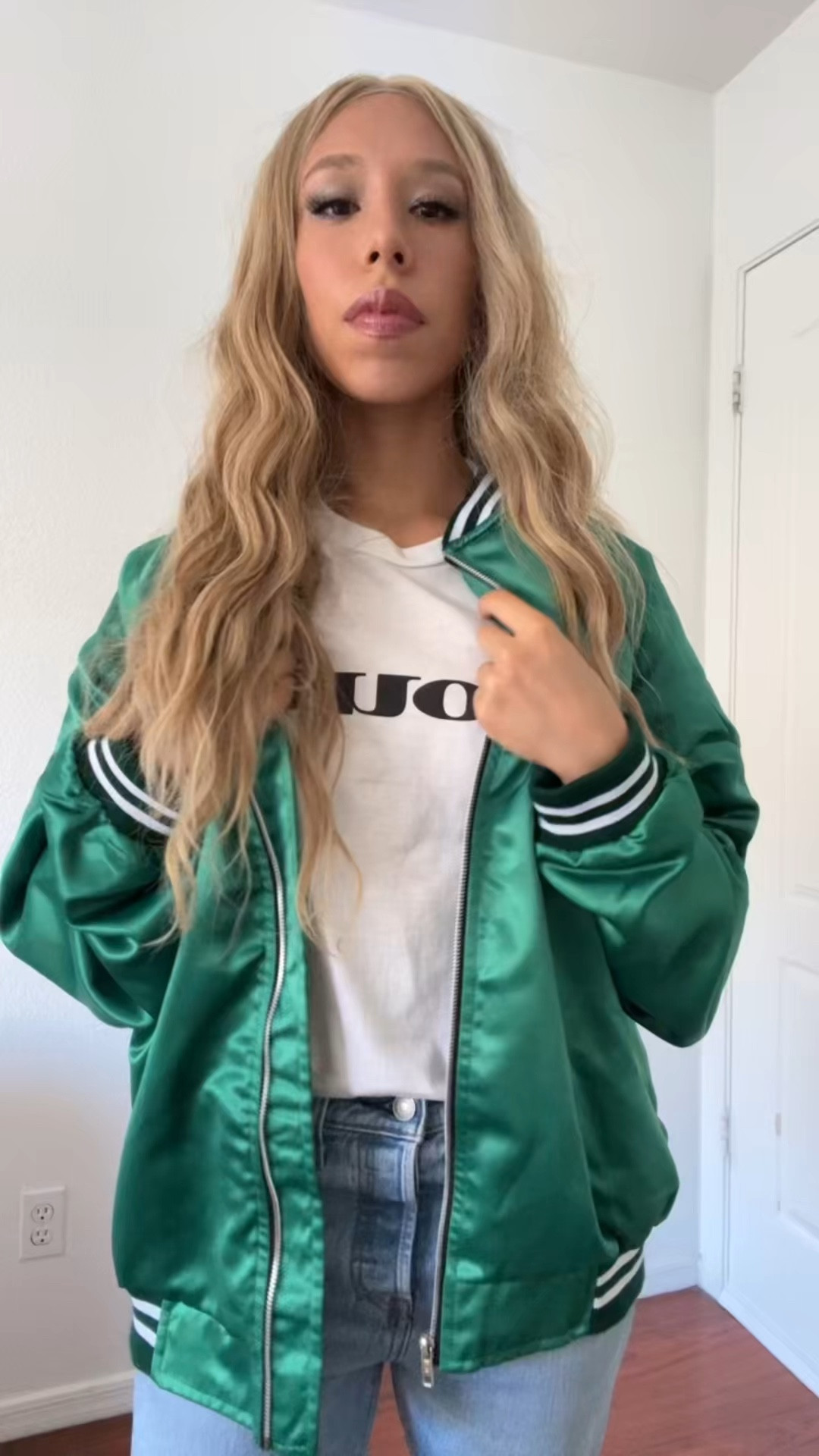 MAXXXINE outfit pt.2!  Selling the bomber jacket and oui shirt on depop rn!!