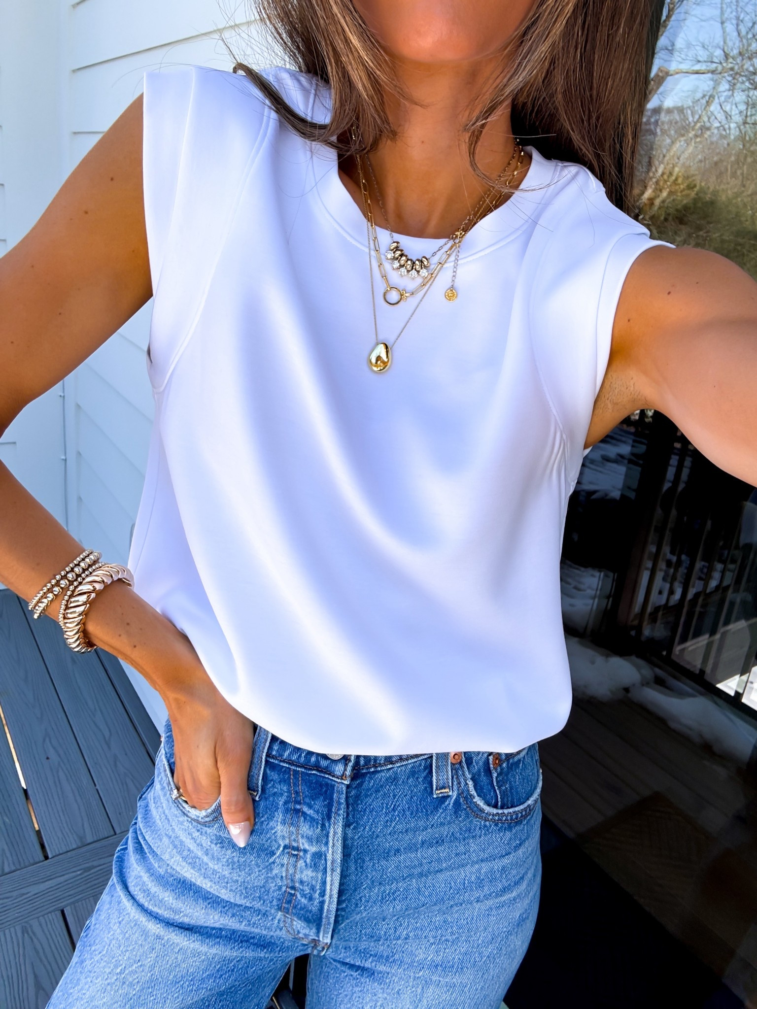 Wearing a small buttery soft tshirt and size 25 jeans (my true to size) 

#LTKSaleAlert #LTKmomlife #LTKootd