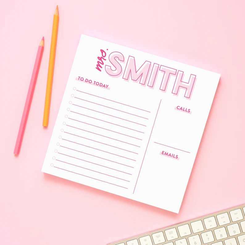 Teacher Notepad, Personalized Notepad, Monogram Notepad, Custom Stationary, Teacher Gift, PTA, to... | Etsy (US)