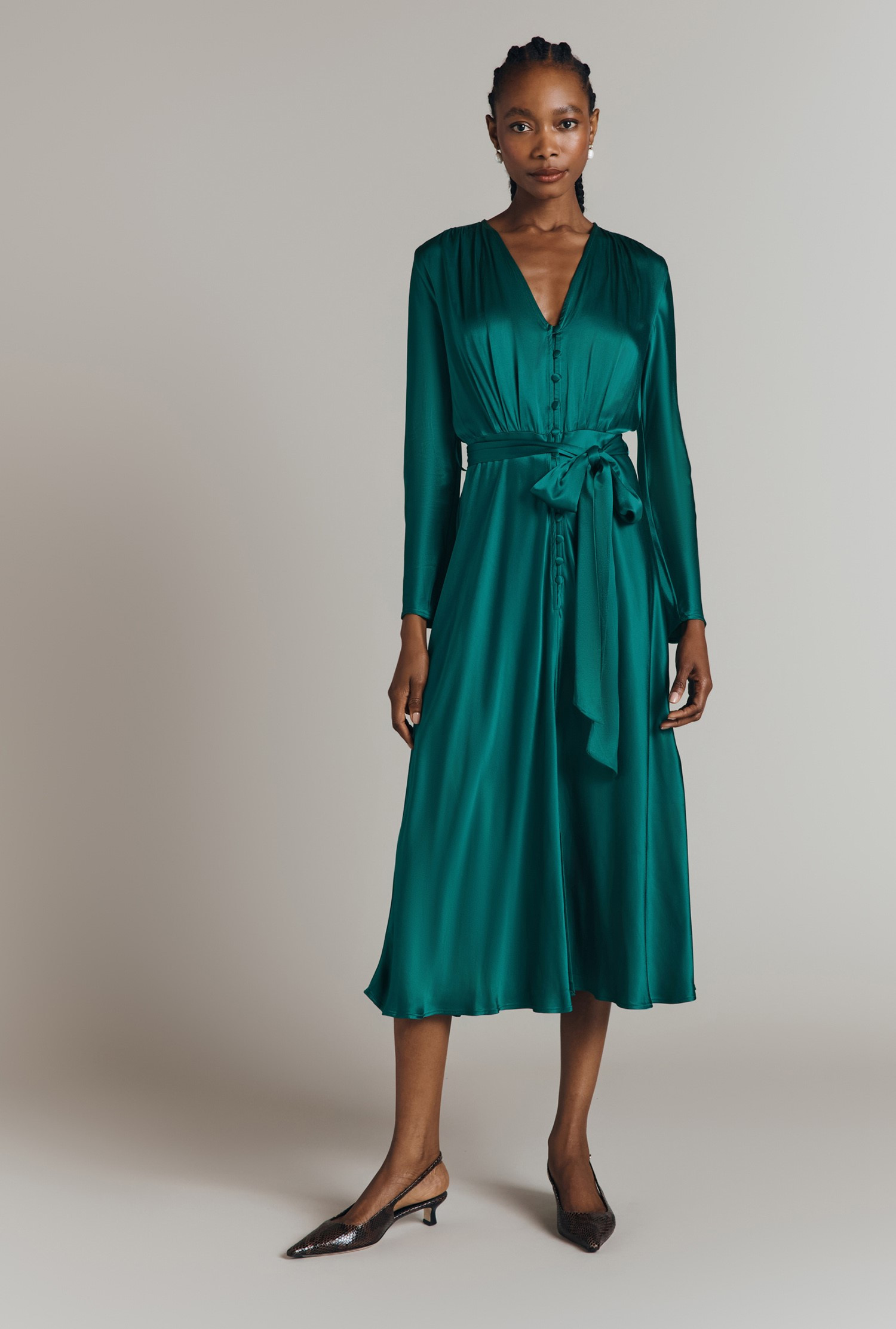 Meryl Satin Midi Dress | Ghost