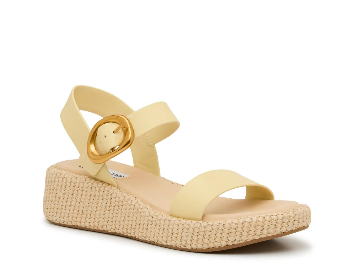 Steve Madden Sedonah Wedge Sandal | Women's | Yellow | Size 9.5 | Sandals | Ankle Strap | DSW