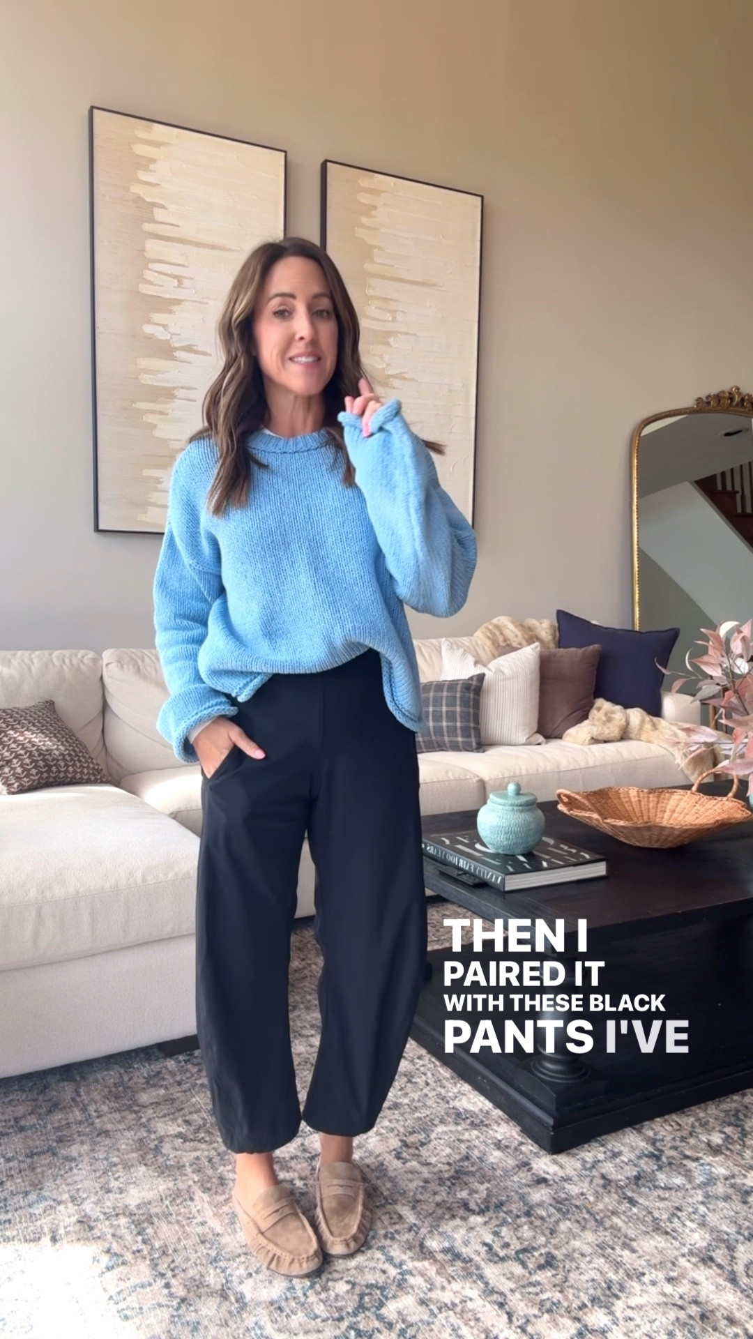 Details on today’s casual outfit. These pants are a splurge but so fabulous! Thru don’t wrinkle. Travel. Wear your work. Casual with sneakers. 
Size 2 petite. I’m 5’3”
XS sweater 

#LTKmomlife #LTKSeasonal