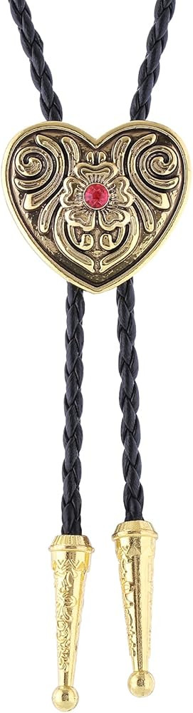 Bolo Tie Black for Men Women Western Cowboy Round Shaped Leather Necktie Bolo Tie Halloween Chris... | Amazon (US)