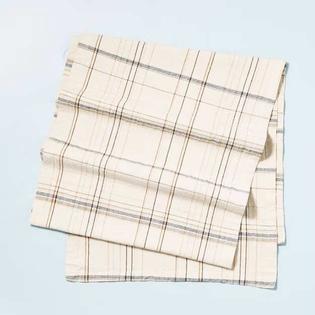 Thin Stripe Plaid Woven Table Runner Blue/Natural - Hearth & Hand™ with Magnolia | Target