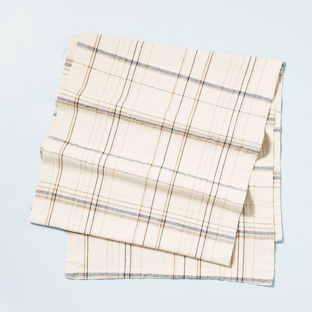 Thin Stripe Plaid Woven Table Runner Blue/Natural - Hearth & Hand™ with Magnolia | Target