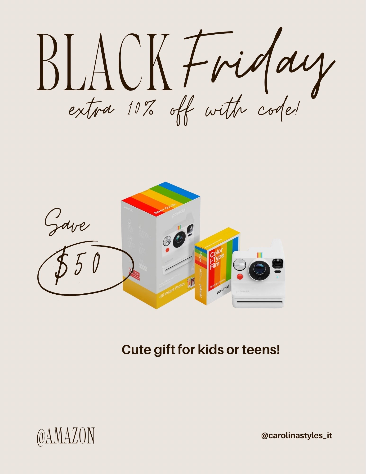 This Polaroid camera is on sale at Amazon plus I have a stackable code for you!! Use code: polaroid10 for an extra 10% off your order. Would make a perfect gift for kids, teens, or adults! Such a fun way to capture memories with! 

#LTKGiftGuide #LTKHoliday #LTKSaleAlert