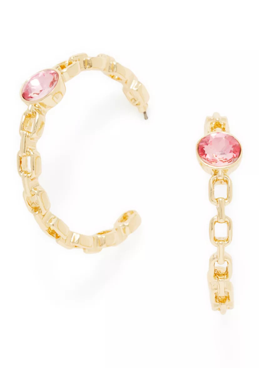 Crystal Chain Hoop Earrings | Belk