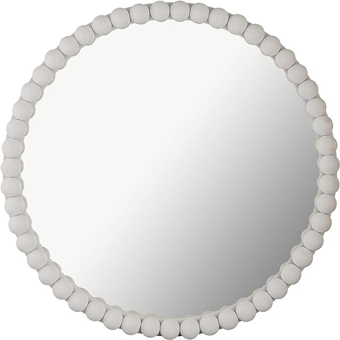 Tov Furniture Baria Round Wall Mounted Wooden Mirror (White) | Amazon (US)