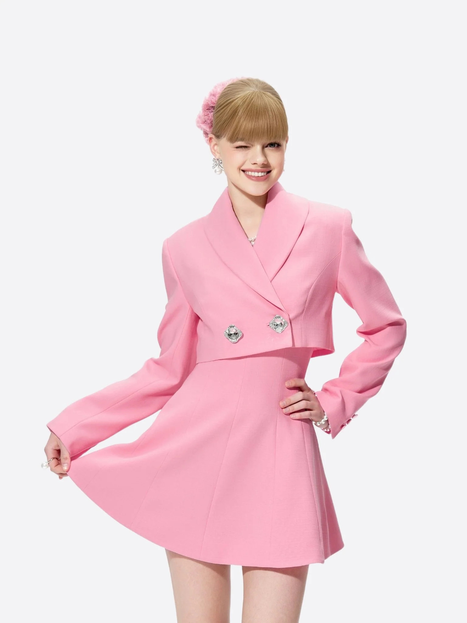 Veronica Crop Blazer (Pink) | Nana Jacqueline
