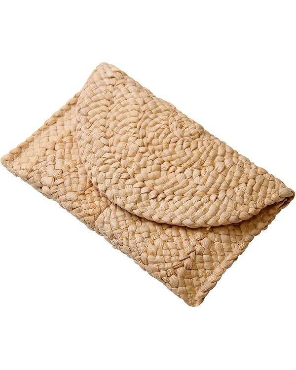 Straw Clutch Purses for Women Summer Beach Bags Envelope Woven Clutch Handbags | Amazon (US)
