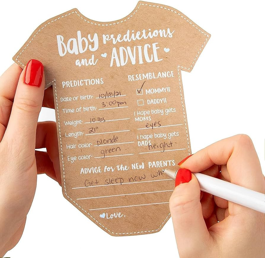 Kate Aspen Baby Predictions for Baby Shower Advice Cards - 50-Count Onesie Shaped Baby Shower Gam... | Amazon (US)