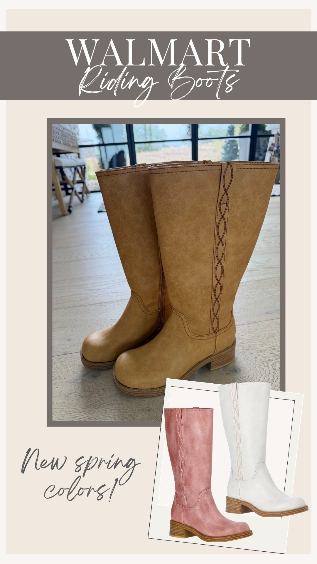 Walmart riding boots in 2 spring colors!

Spring boots, riding boots, pink boots

#LTKSeasonal #LTKootd