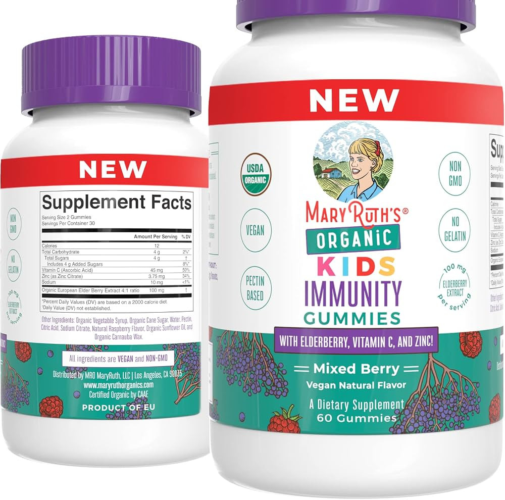 MaryRuth's Kids Immune Support Gummies | USDA Organic | Vitamin C, Zinc, and Elderberry Gummies |... | Amazon (US)