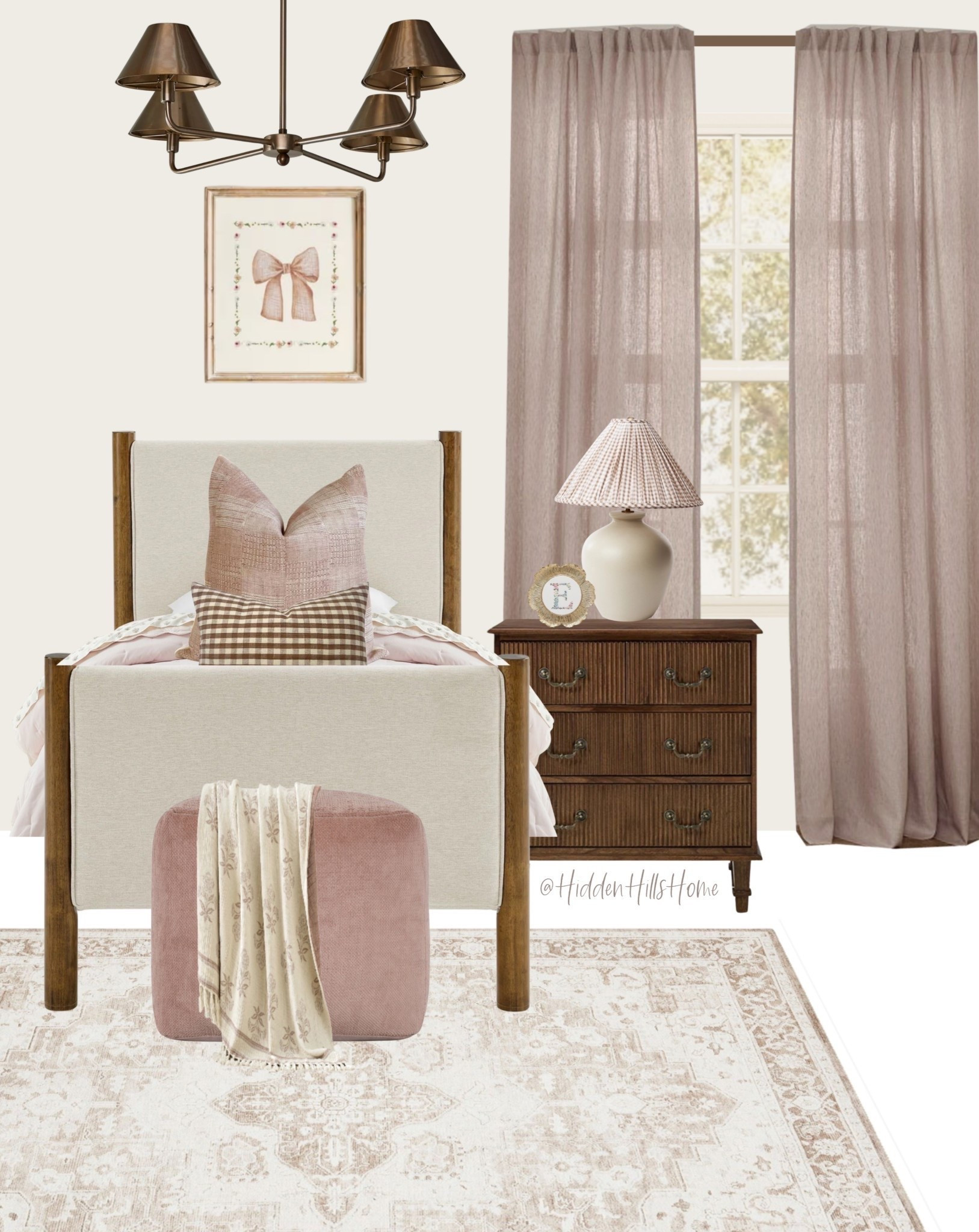 Girls bedroom decor mood board, girls room design, home decor ideas, pink and brown girls bedroom inspiration, home design, twin bed, nightstands #bedroom

#LTKHome #LTKSaleAlert #LTKKids