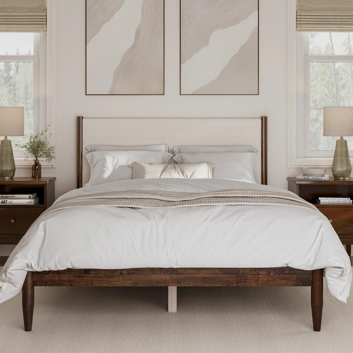 Besan Solid Wood Boucle Upholstered Headboard Bed Frame | Wayfair North America