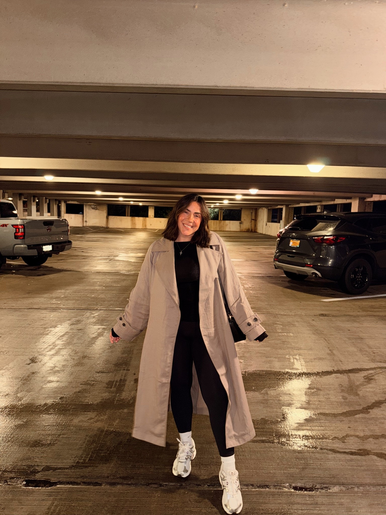 Easy fall outfit with leggings! Size M in base and small in trench.

#LTKootd #LTKMidsize