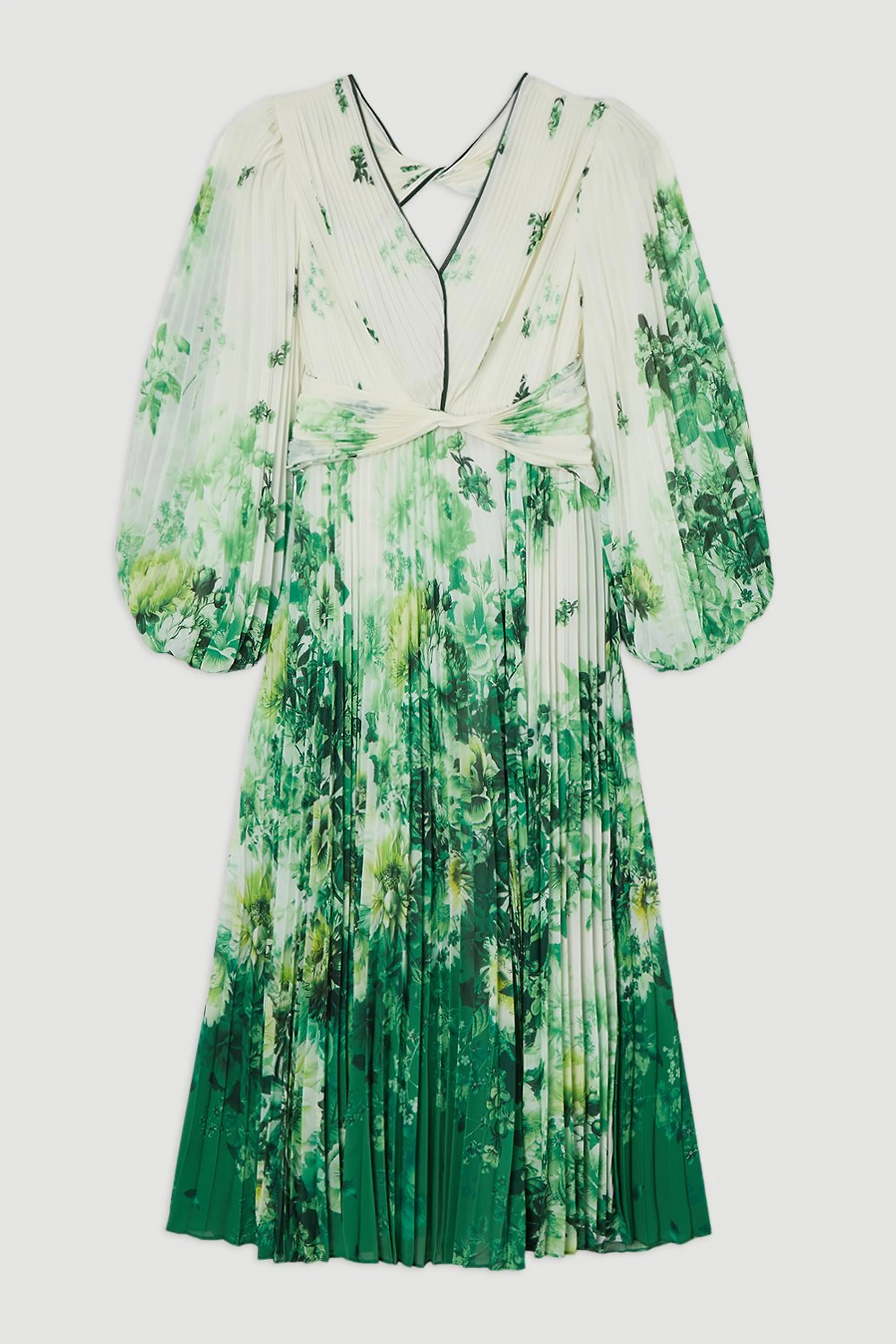 Ombre Floral Soft Pleated Cut Out Woven Maxi Dress | Karen Millen UK + IE + DE + NL