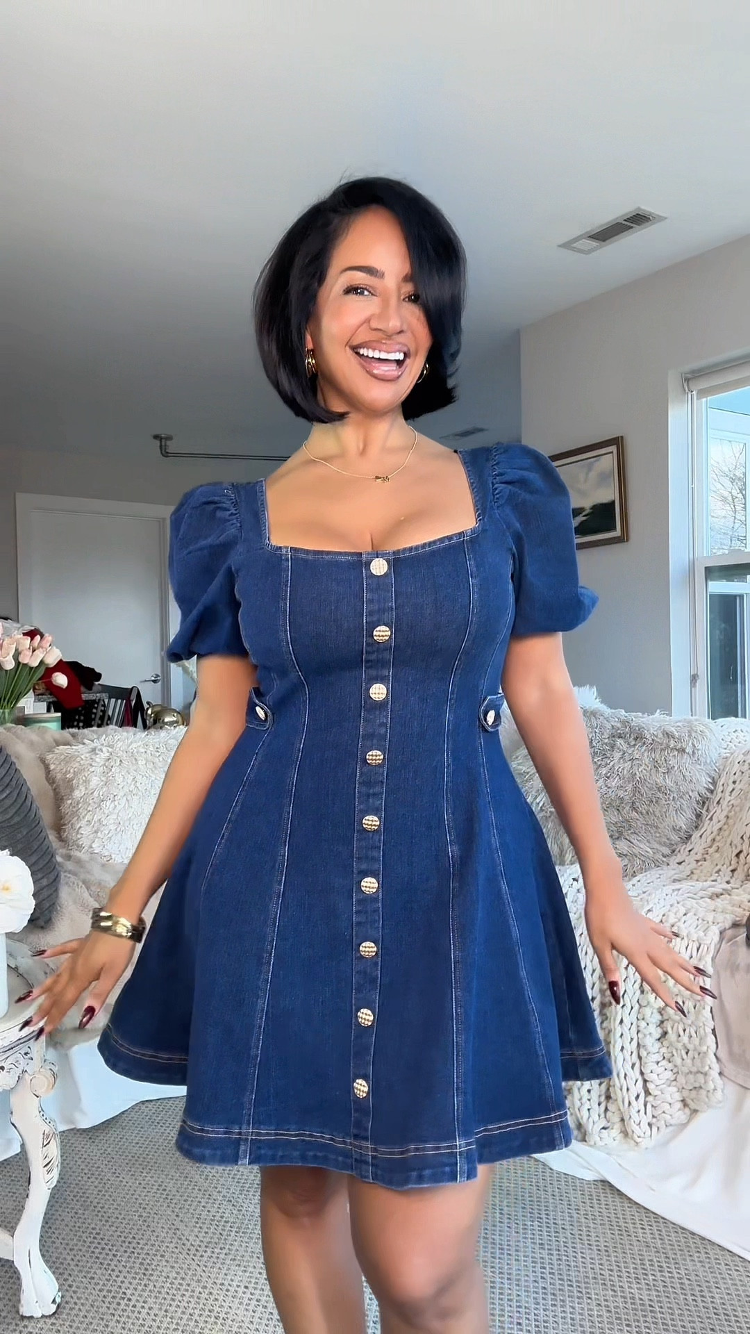 Styling the cutest dark denim mini dress 💙 Has stretch and flattering on curves 

Sizing ⬇️

5’3 
Size 8 / Medium
Bust: 34DDD
Waist: 28”
Hips: 43”
Wearing Size Medium 

denim dresses, date outfit, western style, country concert outfit , brunch outfit 

#LTKPetite #LTKFindsUnder100 #LTKStyleTip