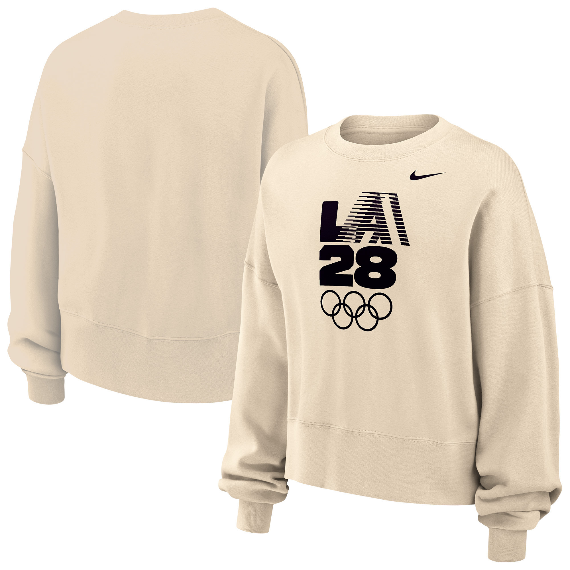 Women's Nike Natural LA28 Summer Olympics Retro Stripe Oversized Phoenix Fleece Sweatshirt | Fanatics