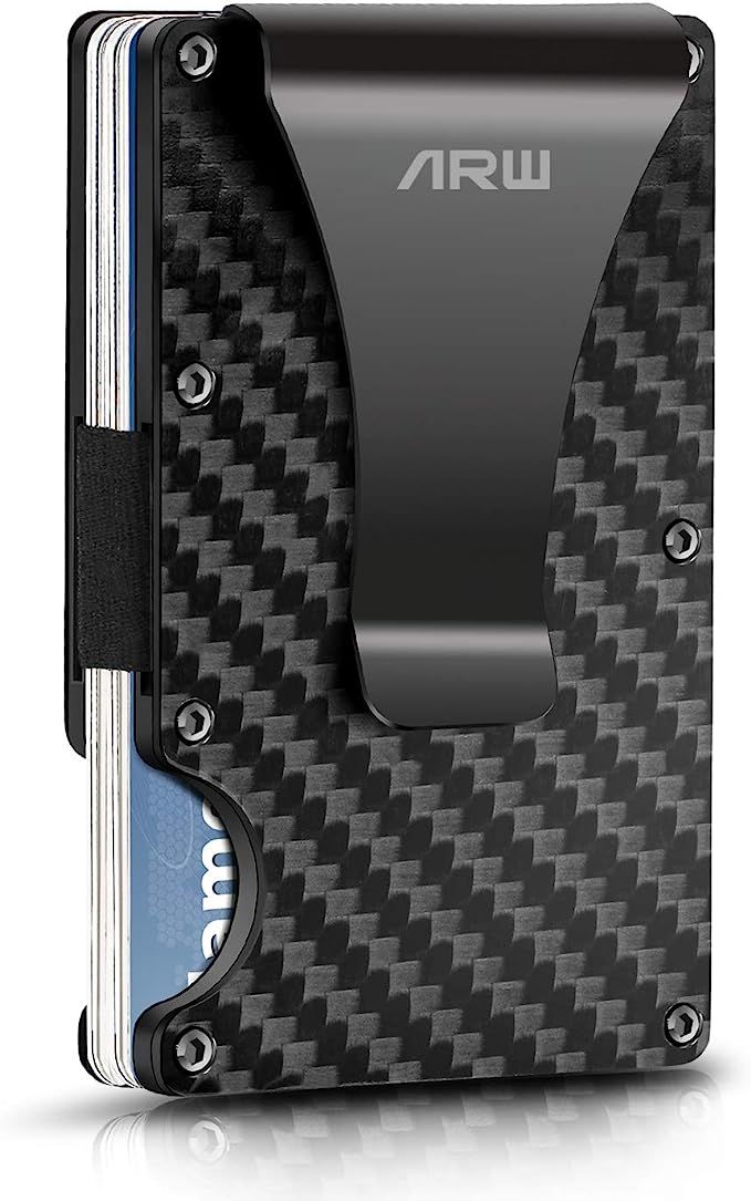 Carbon Fiber Wallet, ARW Metal Money Clip Wallet, RFID Blocking Minimalist Wallet for Men Aluminu... | Amazon (US)