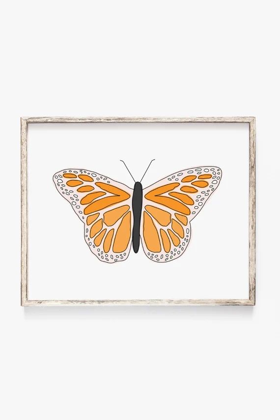 monarch butterfly print, printable wall art, orange butterfly, digital download, kids room art, b... | Etsy (US)