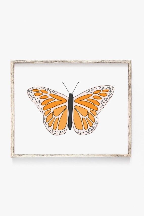 monarch butterfly print, printable wall art, orange butterfly, digital download, kids room art, b... | Etsy (US)