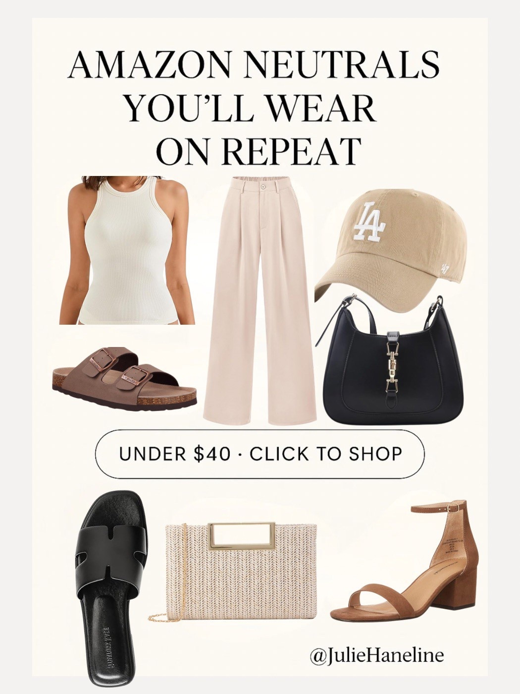 Amazon neutrals you’ll wear on repeat 

amazon fashion, capsule wardrobe, neutral style, beige aesthetic, wide leg pants, ribbed tank, minimalist outfit, everyday basics, amazon haul, under $40 fashion, summer outfit inspo, prime wardrobe, amazon must haves, comfy chic, closet staples

#LTKShoeCrush #LTKSummerEdit #LTKWorkwear