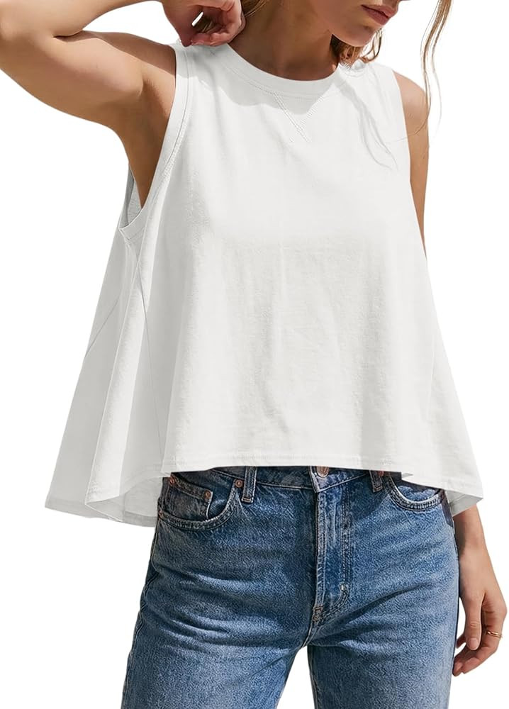 Cicy Bell Womens Summer Flowy Tank Tops Sleeveless Crew Neck Trendy Casual Shirts Loose Fit Swing... | Amazon (US)