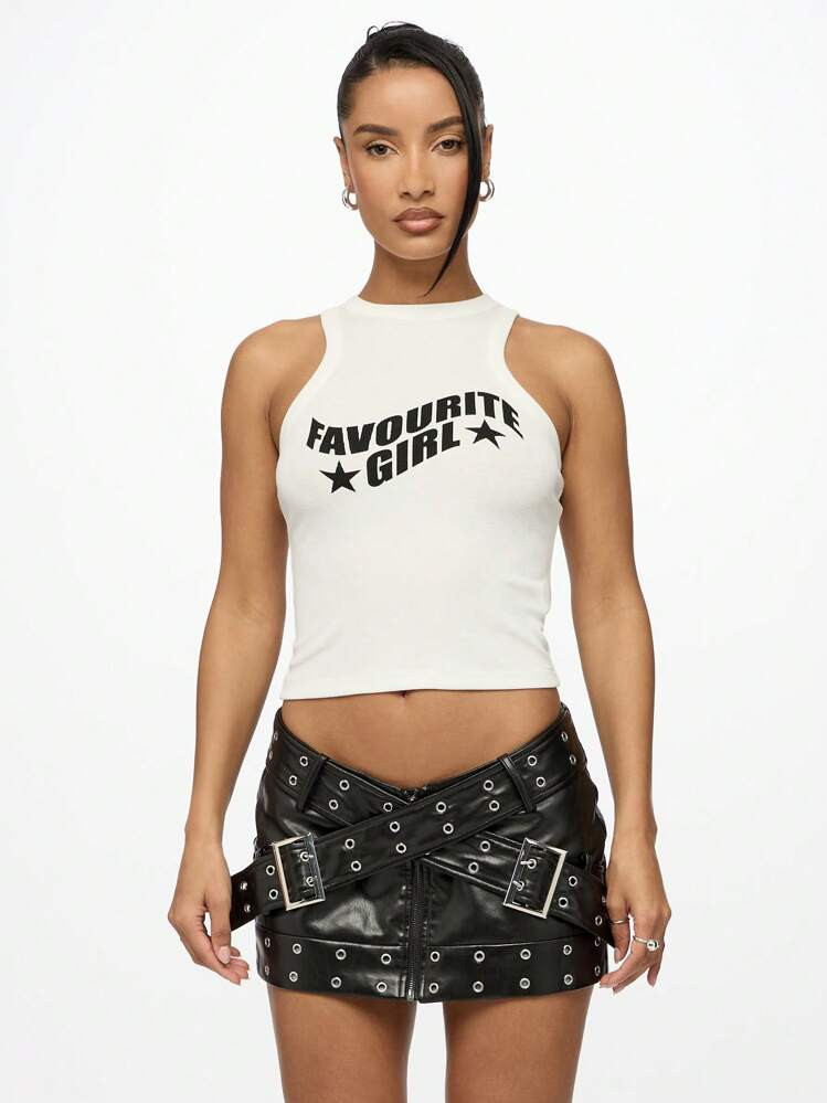 SUMWON WOMEN Favorite Girl Star Tank Top Y2K Festival Crop Top Racerback Sleeveless Summer Concert Club Party Streetwear Fashion Statement Vest | SHEIN