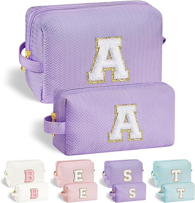 YOOLIFE Initial Makeup Bag Personalized Gifts, Teen Girl Gifts Trendy Stuff for Girls Cosmetic Ba... | Amazon (US)