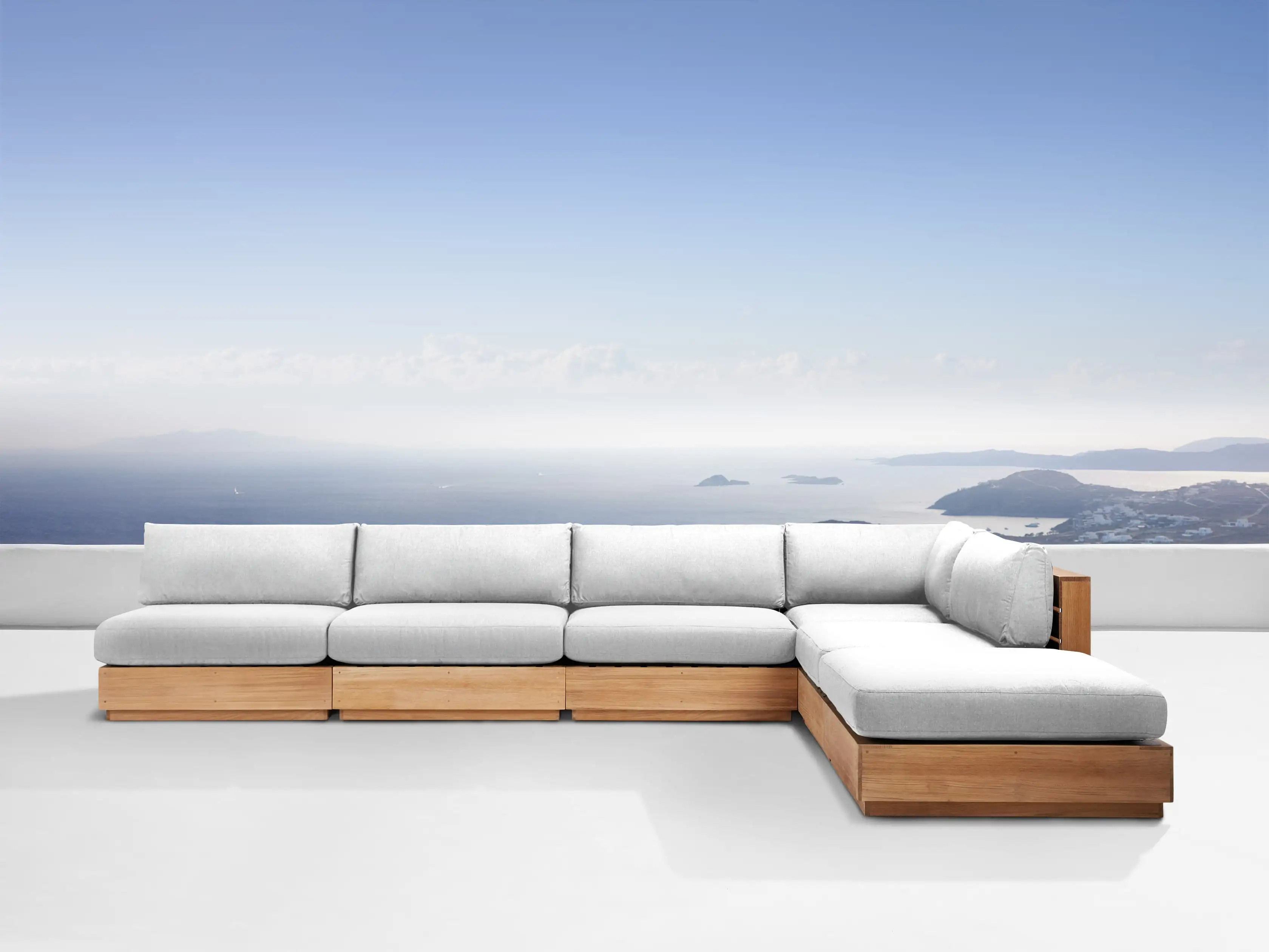 Bal Harbour Outdoor Teak L-Shaped Six Piece Sectional | Arhaus