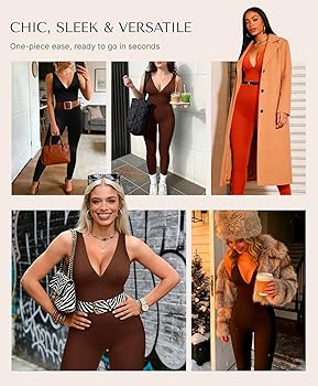 SHAPELLX Tummy Control Workout Jumpsuits for Women One Piece Comfy Yoga Outfits V Neck Sleeveless... | Amazon (US)