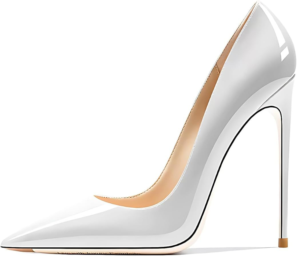 Women's Pointed Toe Shallow Stiletto Heels 4.7 Inch Pumps Wedding Party Banquet Shoes | Amazon (US)