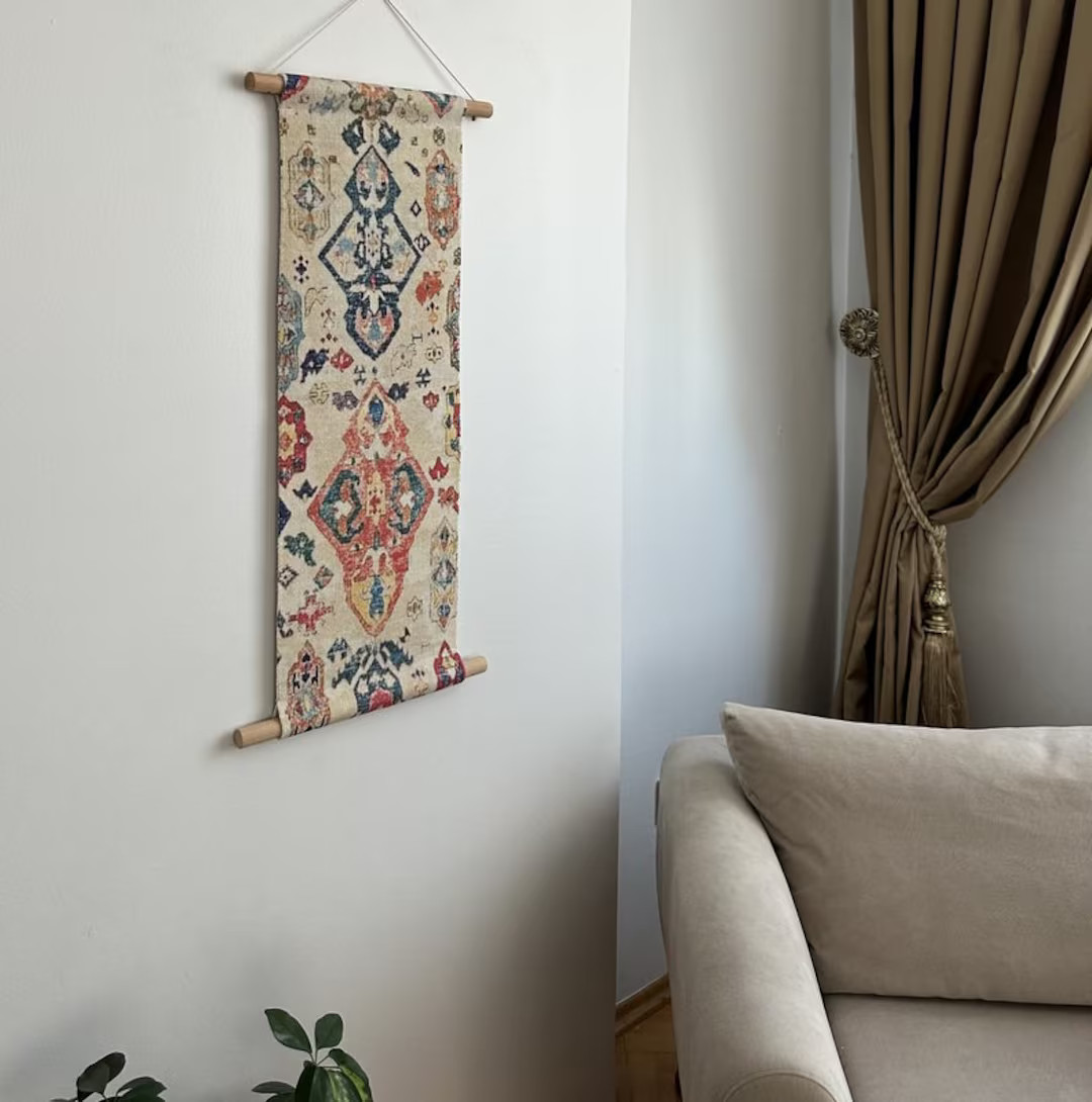 Bohemian Wall Decor, Fabric Wallhanging, Decorative Hanging, Wall Art Prints, Kilim Rug, Wall Han... | Etsy (US)